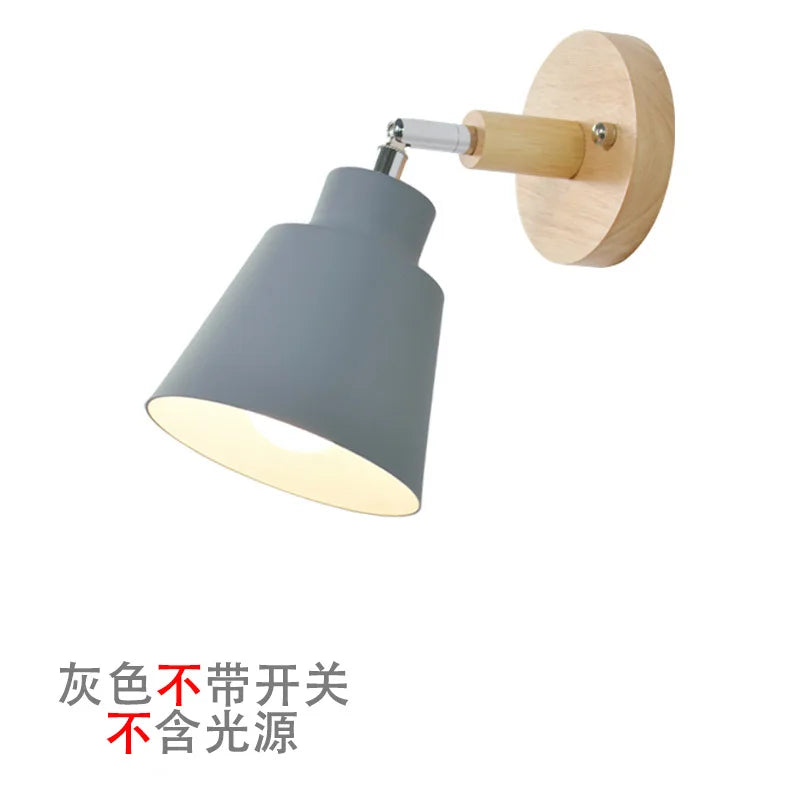 Nordic wooden wall lights with Zipper switch sconce modern wall lamp bedroom bedside lamp macaroon wall sconce Freely rotatable