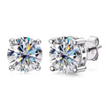 Shama Gems Jewels 925 Sterling Silver Moissanite Brilliant Cut Stud Earrings White Gold Plated 2 Gram Classic Minimalist Wedding