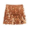 2024 Women Winter New European and American Style Sexy A- Line Skirt High Waist Hip Sequin Mini Skirt for  Skirt
