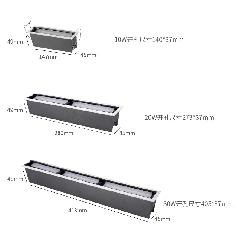 10W 20W 30W Modern Embedded Wall Washer LED Grille Lamp Remote Control Museum Showcase Ceiling Light Cob Anti-Glare Spotlight