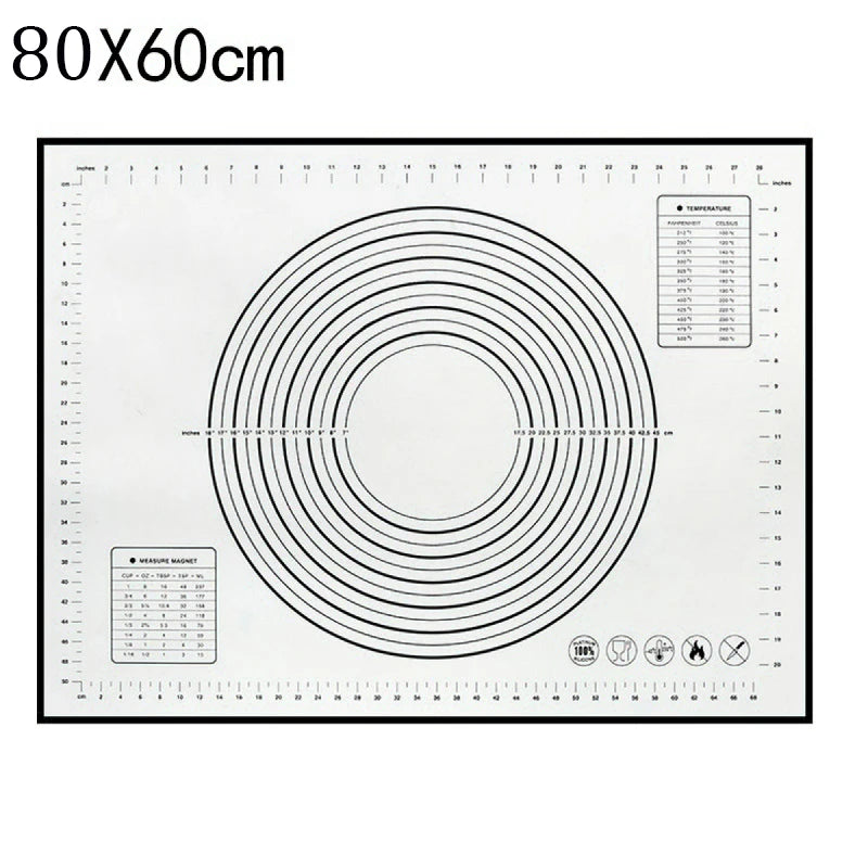 80/70/60cm Large Silicone Rolling Dough Mat Non-Stick Pizza Pastry Baking Mat Oven Sheet Liner Non-Slip Placemat Kitchen Gadgets