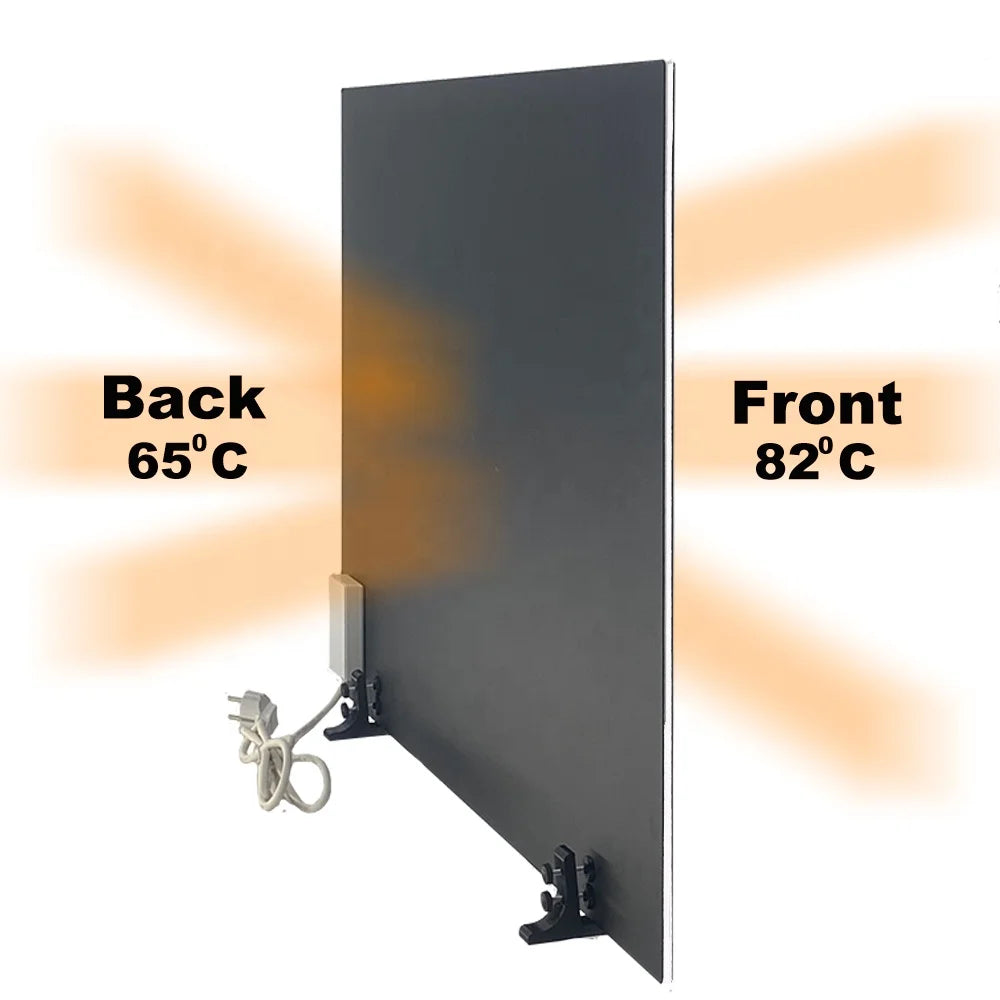 500W Freestanding Solar Portable Far Infrared Heater Panel Radiant Thermostat Remote Control Energy Efficient for Bathroom