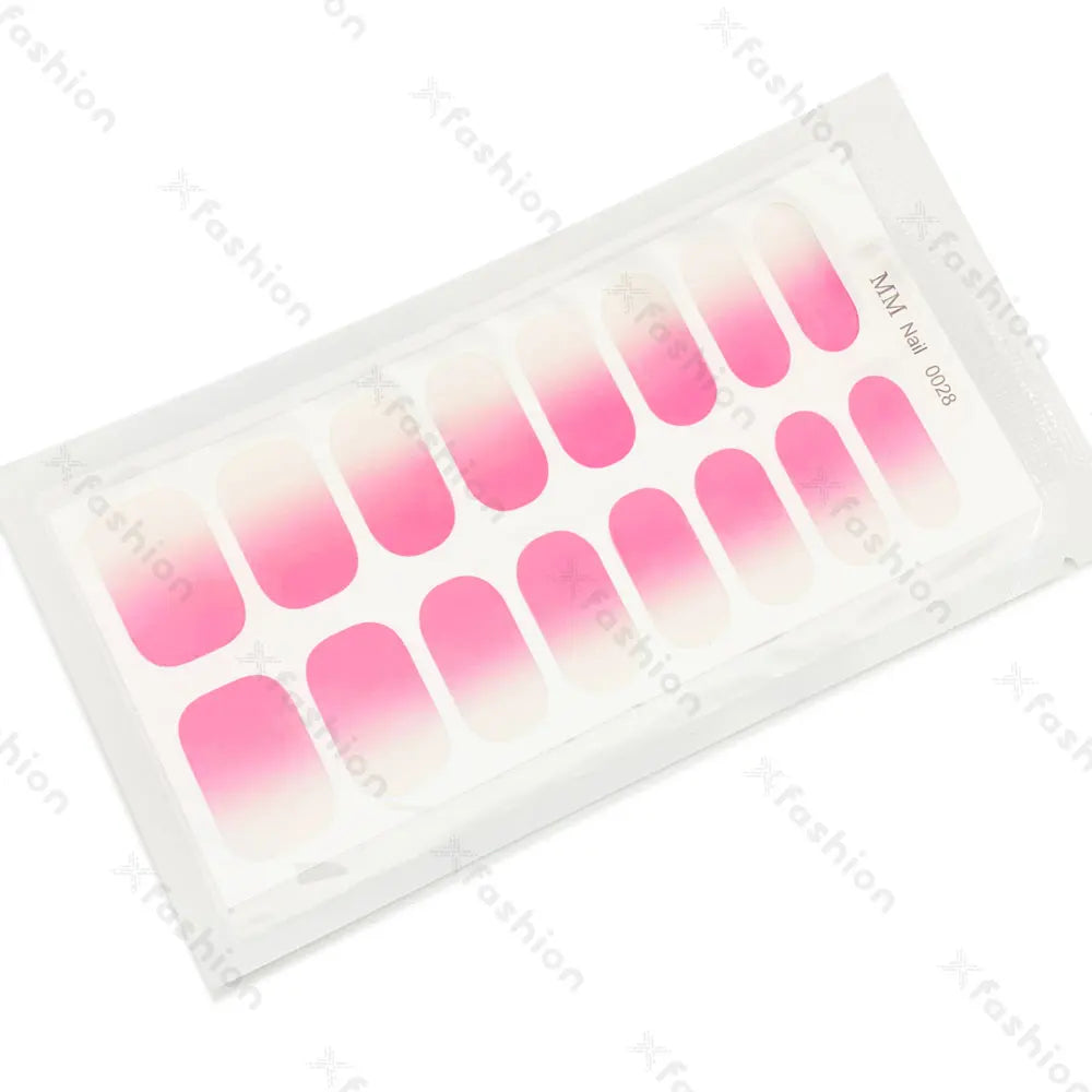 Hot Sale 16 Tips Solid Color Semi-Cured Gel Nail Stickers UV Light Durable Waterproof Long-Lasting Gel Nail Stickers Wholesale