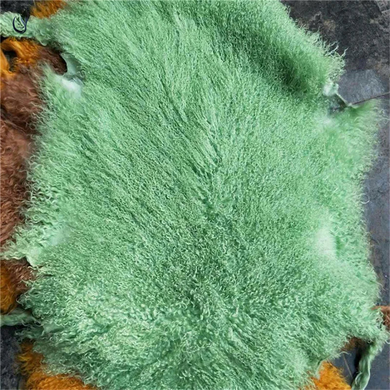 Long Hair Curly Real Mongolian Tanned Sheep Fur Pelt for Garment Use