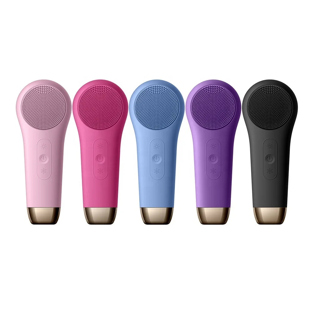 Facial Beauty Light Therapy Brush Wrinkle Removal Warm and Cold Silicone Face Cleaning Scrub Brush