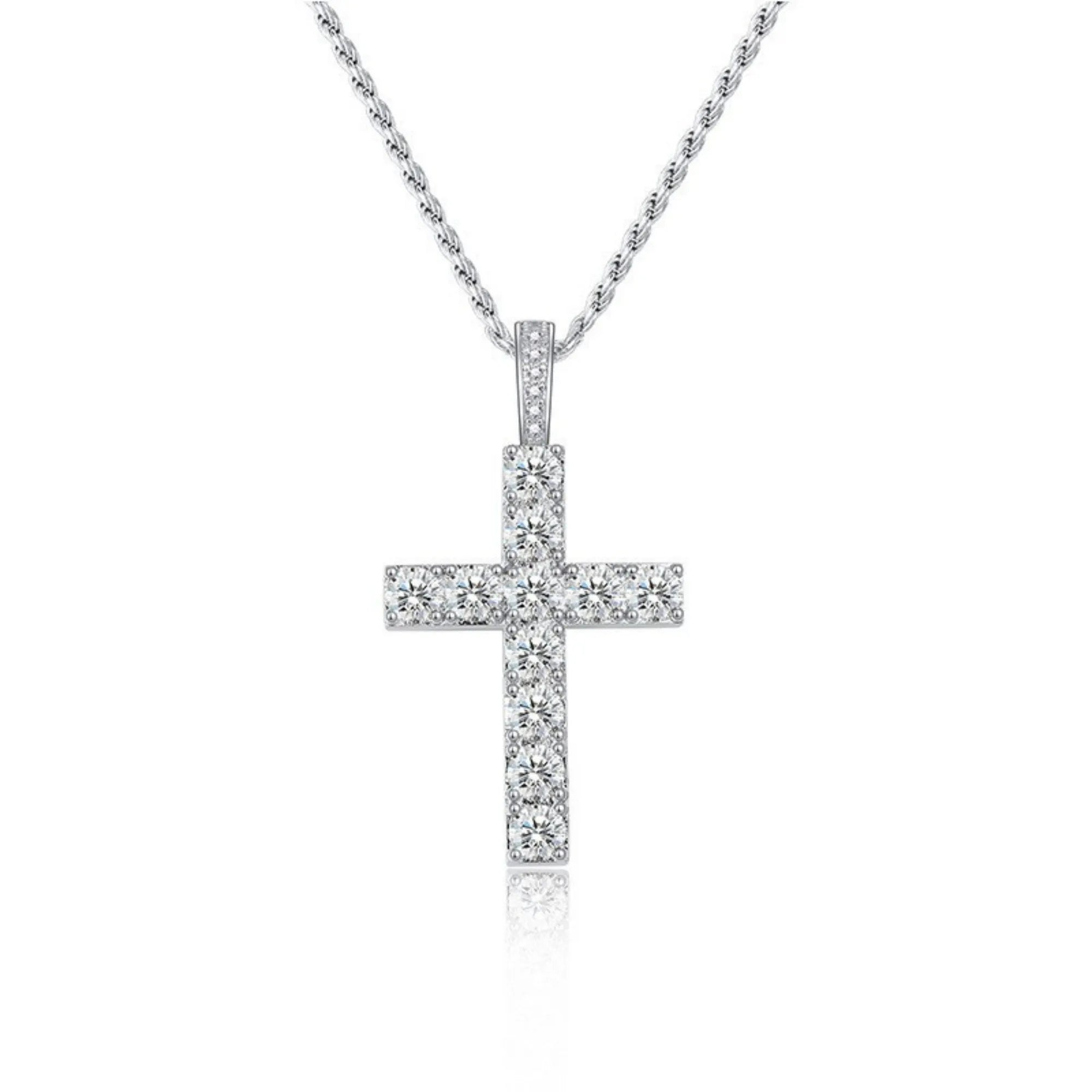 S925 Sterling Silver Cross Moissanite Pendant Inlay 5.0mm D-color VVS Moissanite GRA Certified Necklace for Men