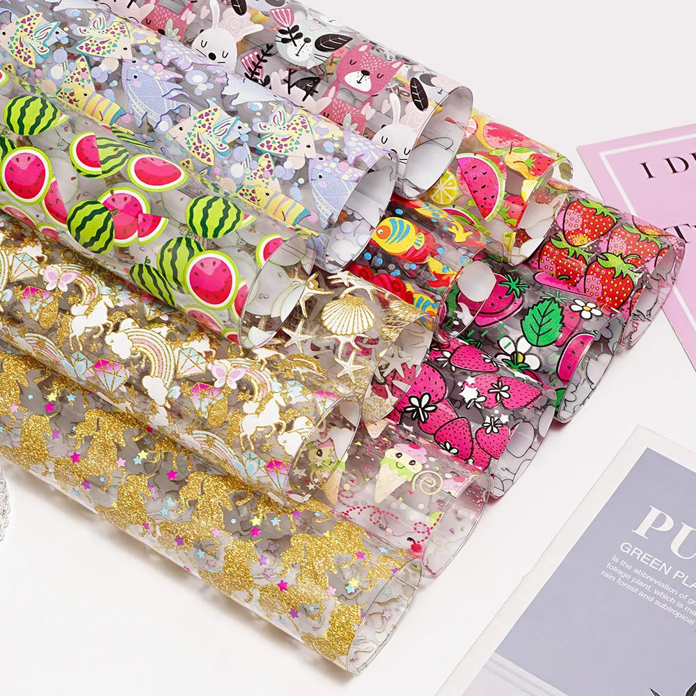 30*120CM PVC Transparent Artificial Printed Leather Digital Printing Faux Leather Waterproof Sofa Garment Gloves Home Textiles
