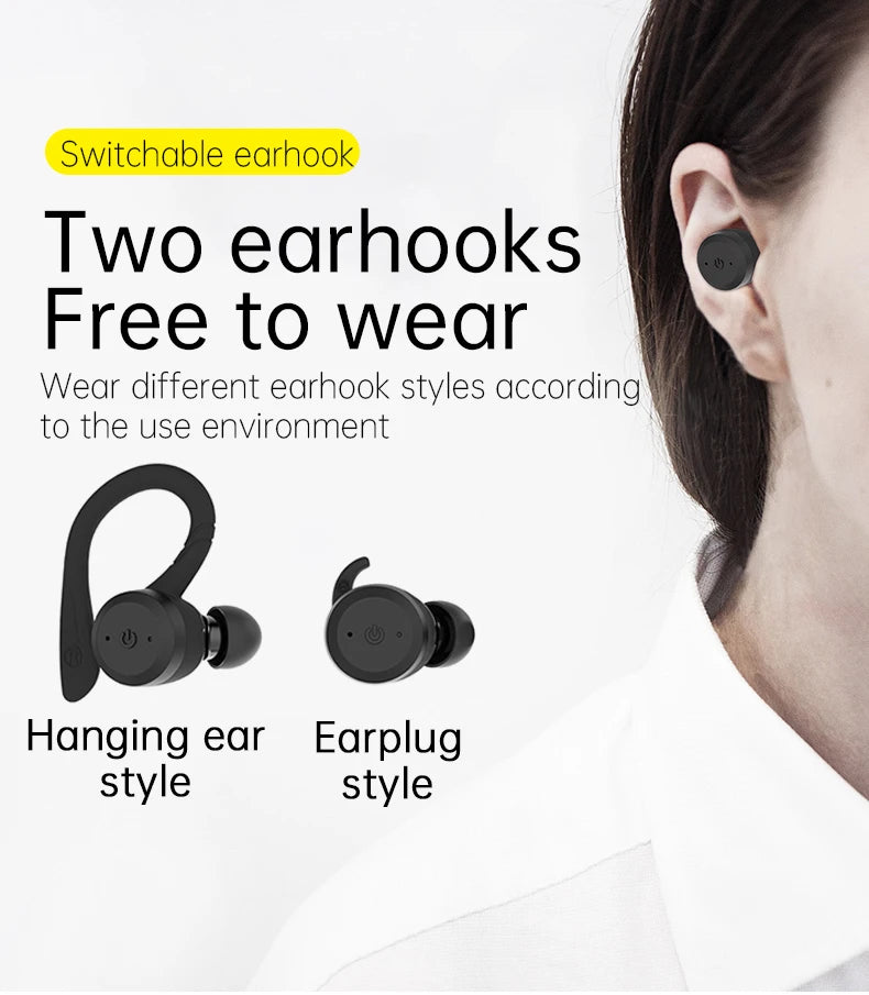 Bluetooth Wireless Headphones with Mic Sports Waterproof TWS Bluetooth Earphones Key Control Wireless Headsets Earbuds Phone