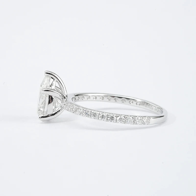 Starsgem S925 Sterling Silver 1.5ct Pear Cut Moissanite Pave Band Engagement Rings