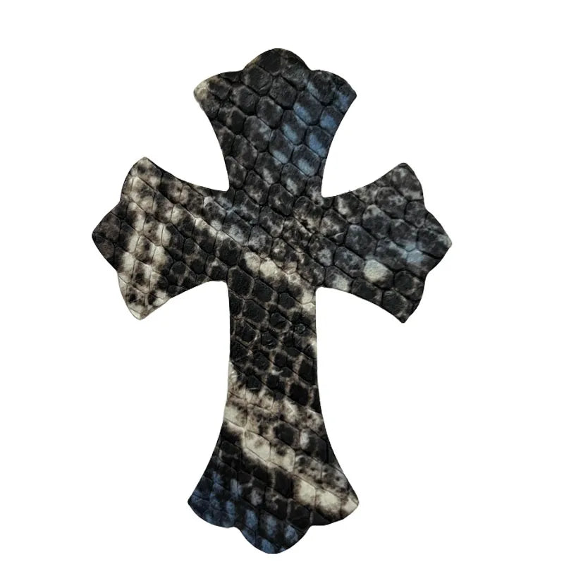 4.5*6.5cm Sheepskin Leather Patch With Cross Shaped Leather Label Genuine Leather DIY With Multiple Colors-106-182