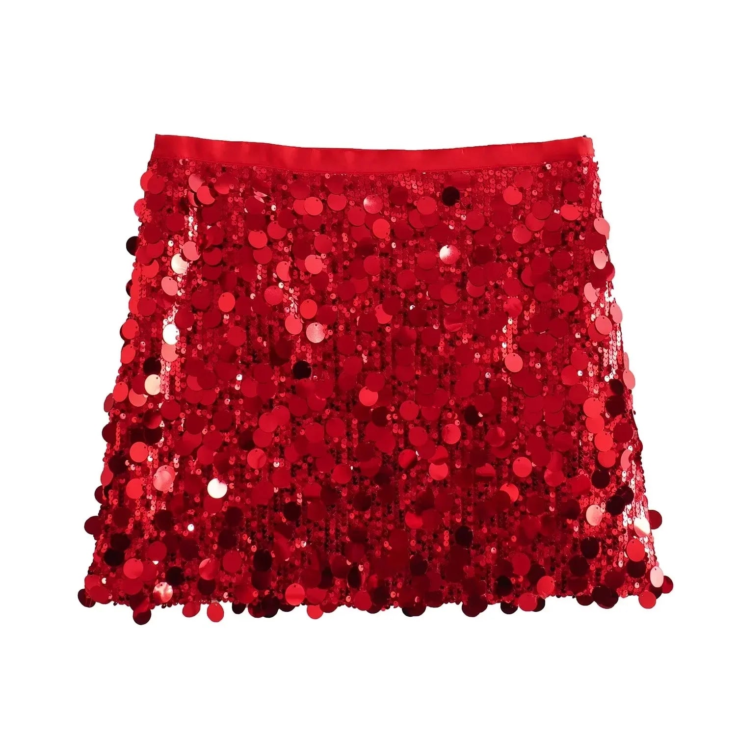 2024 Women Winter New European and American Style Sexy A- Line Skirt High Waist Hip Sequin Mini Skirt for  Skirt