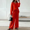 Boutique Wholesale 2026 Spring New Elegant  Casual Loose Polo Collar Sleeved Top Drawstring Pants Women's Set
