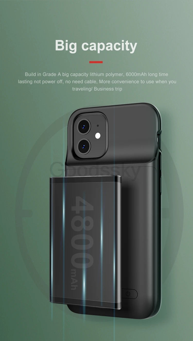 Battery Charger Cases For iPhone 13 Pro Max Power bank Case For iPhone 13 Mini Extenal Battery PowerBank charging Cove Capa
