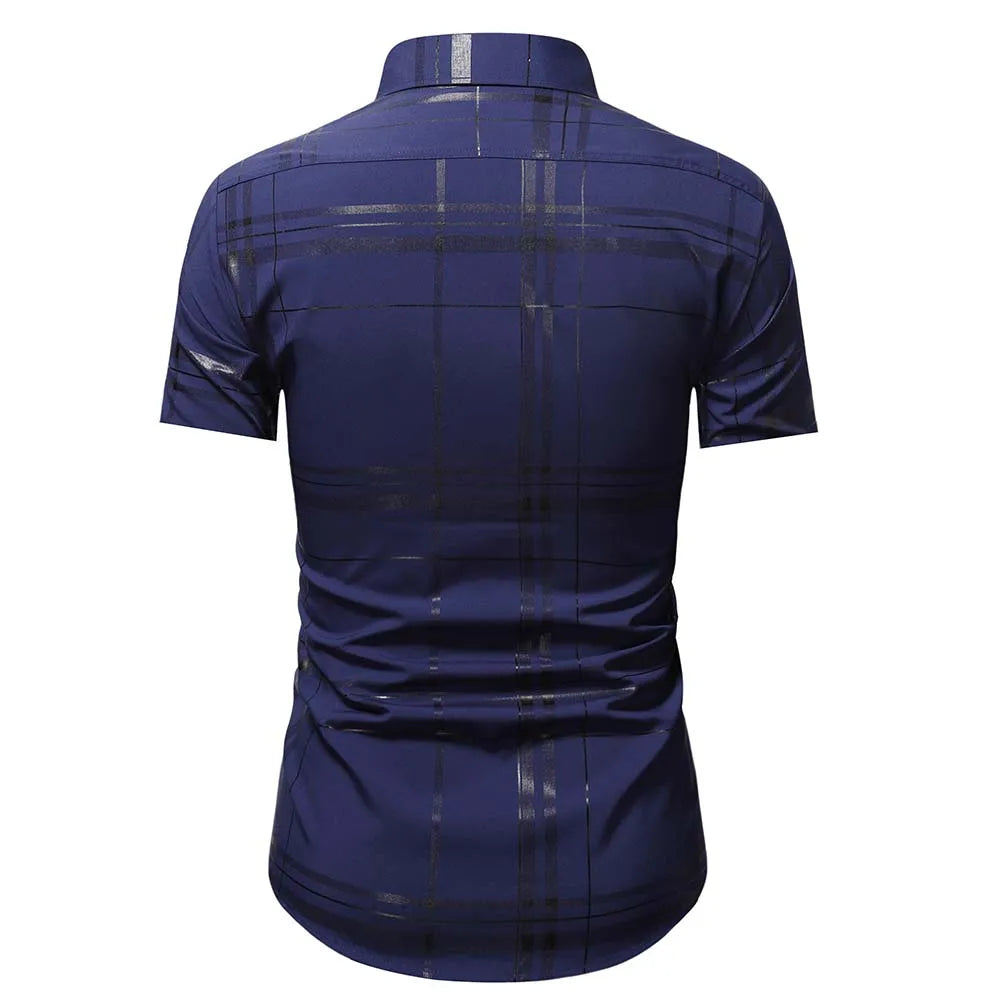 Summer Business Social Chemise Homme Casual Party Short Sleeve Striped Shirt Men Dress Luxury Button Up Fashion Mens Clothes
