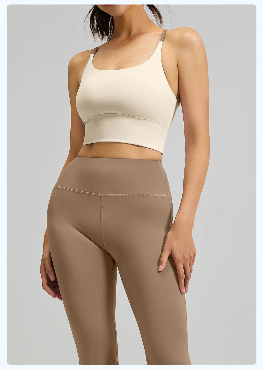 Women's High-Waist Hip-Lifting V-neck Sleeveless Two-Piece Fitness Suit Breathable Slimming Yoga Suit Four-Way Stretch Solid