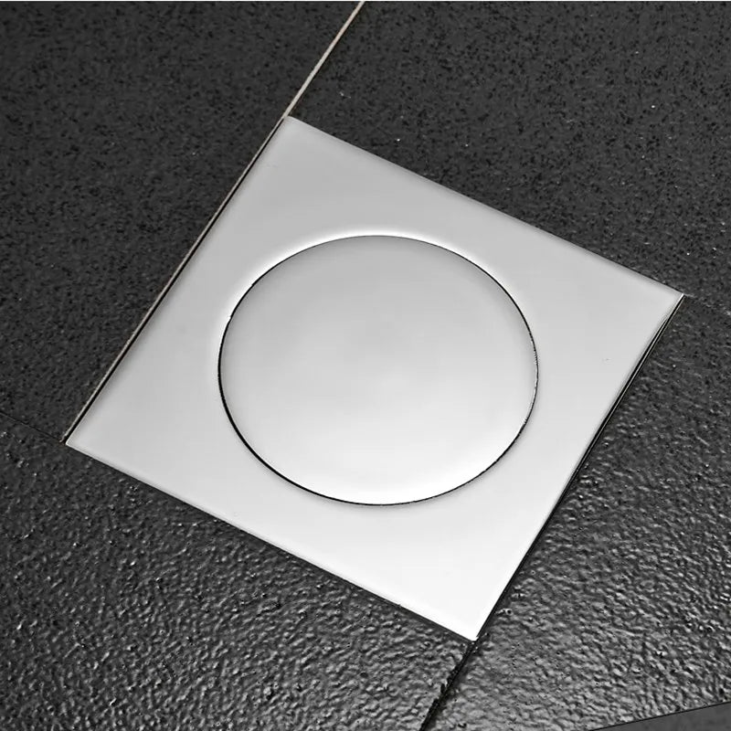 Silver/Black Floor Drain Brass Square Pop Up Floor Drain-Floor Cover Shower Room Push Down Drain Plug Anti-odor Shower Drain