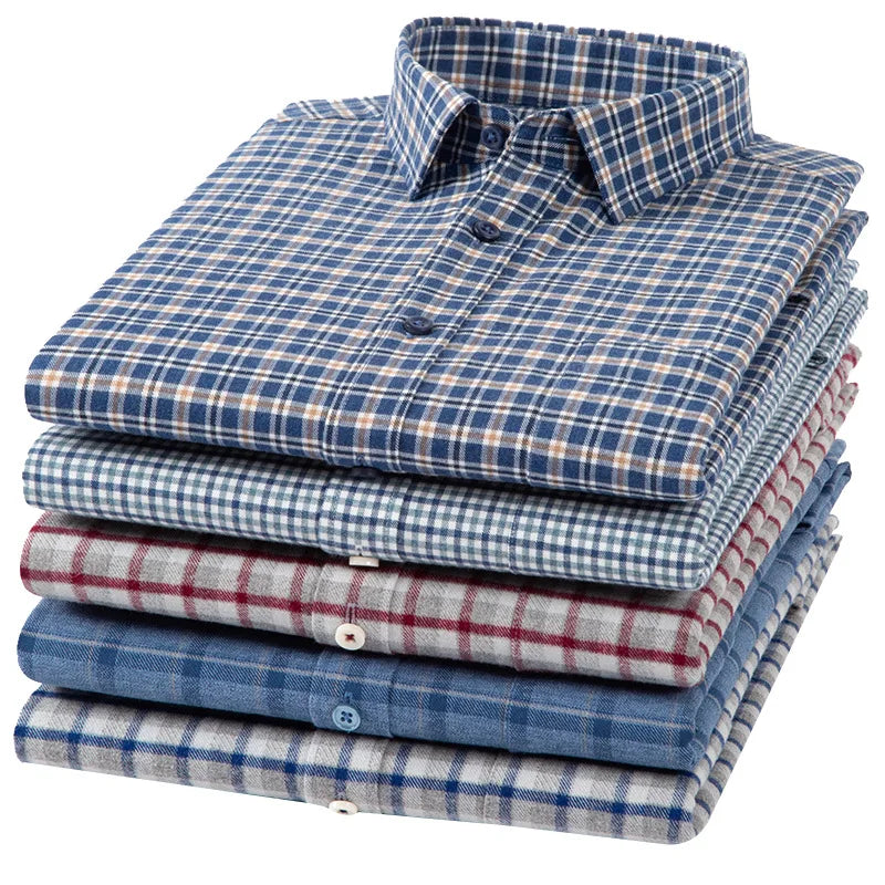 Young Men's Casual Long-Sleeved Shirt Patchwork Button Collar New Spring Autumn Collection 100% Breathable Cotton Twill Anti-UV