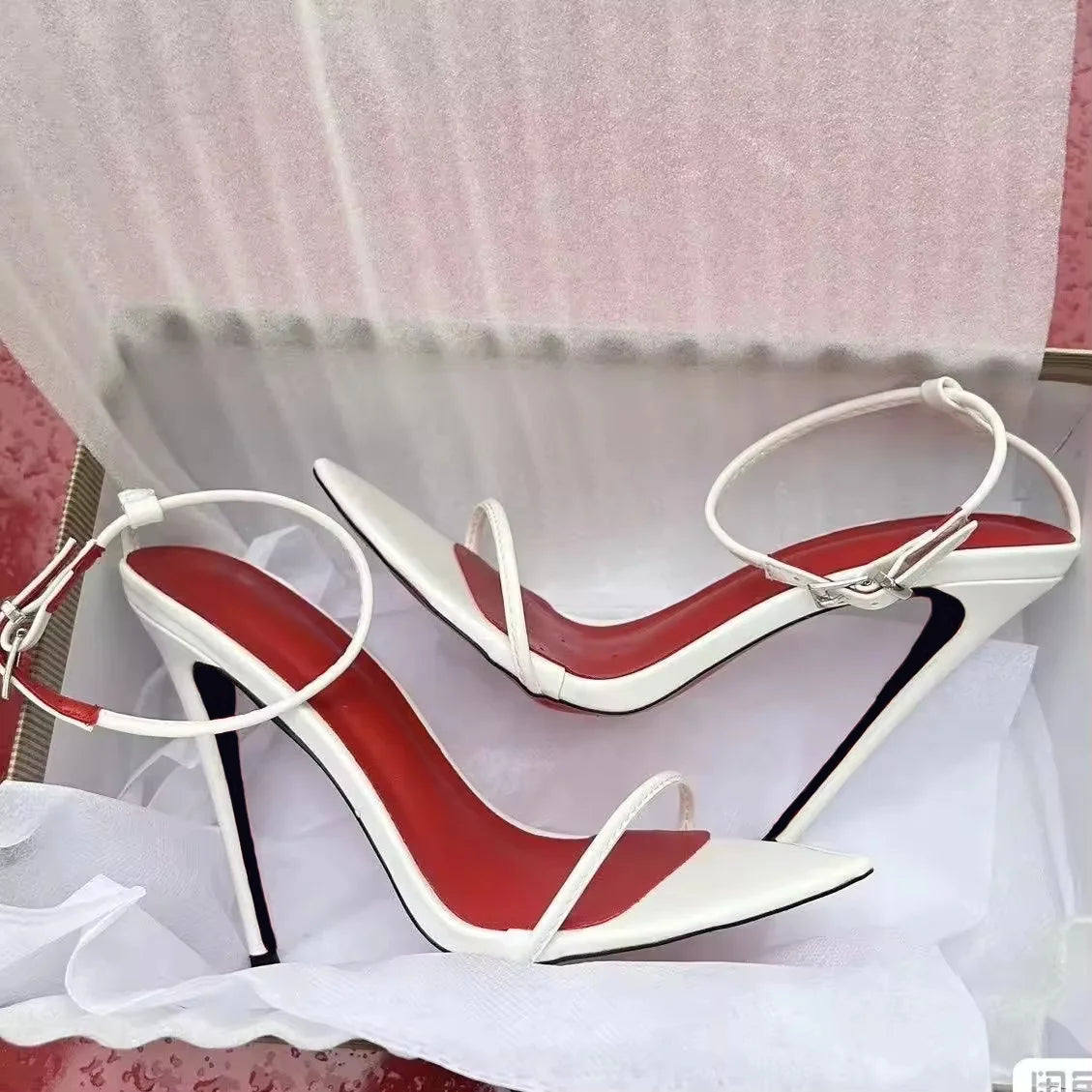 10CM 12CM New Fashion Red Insole Talons Pour Dames Sexy Stiletto Thin Trendy Shoes High Sandal Heels for Women