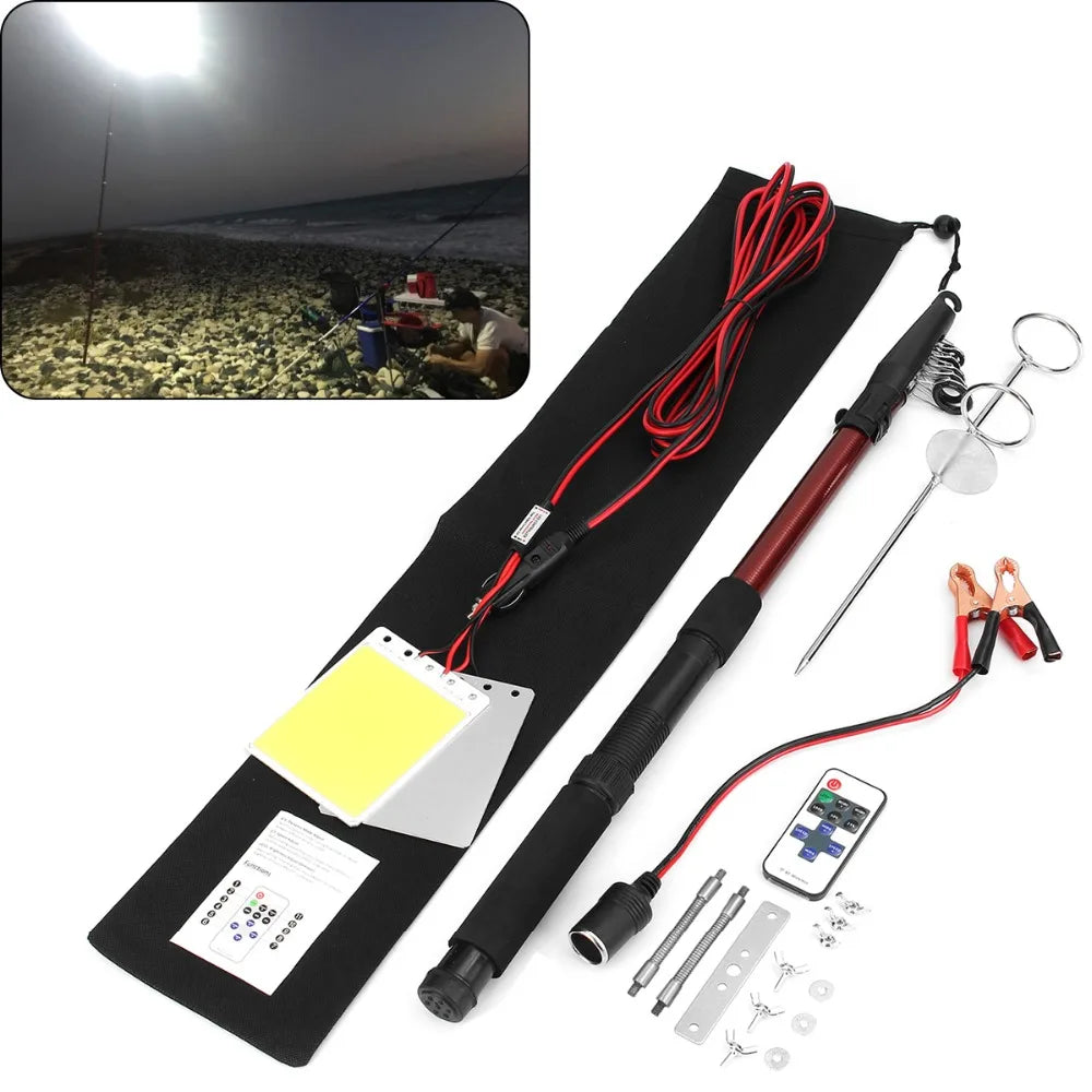 Cob 12V LED Camping Lights with 3.75 Meters Telescopic Fishing Pole Outdoor Lighting