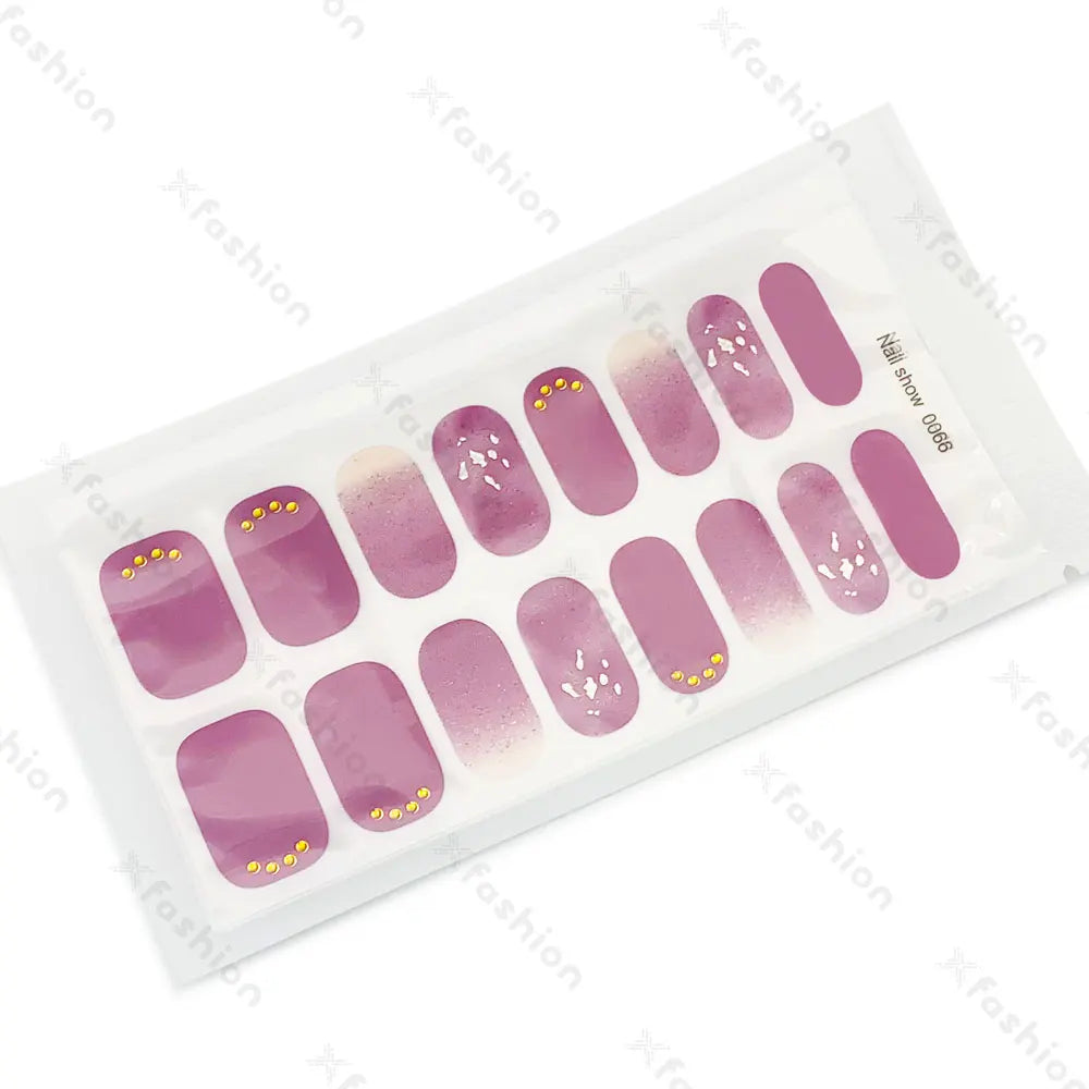 Hot Sale 16 Tips Solid Color Semi-Cured Gel Nail Stickers UV Light Durable Waterproof Long-Lasting Gel Nail Stickers Wholesale