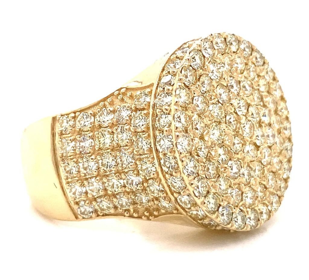 Ice Legacy Excellent Craft Smooth Surface Icedout Moissanite Diamond Hip Hop Ring Golden Tone Gold Plated Adjustable Band Bright