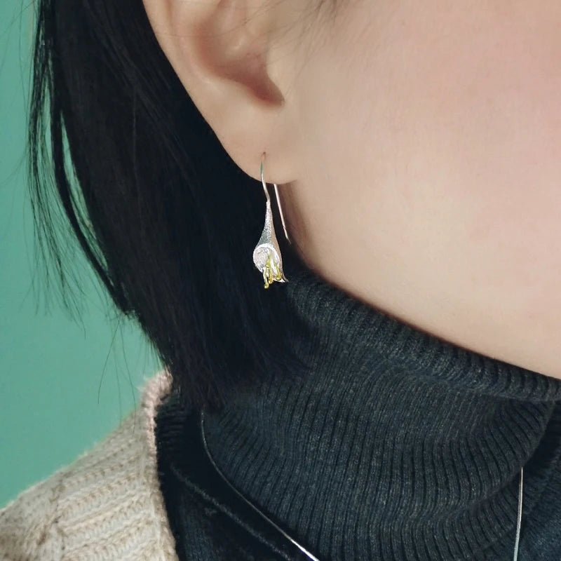 EZ06 925 Silver Flowers Earrings for Women Elegant Lady Prevent Allergy Silver 925 Earings Fashion Jewelry