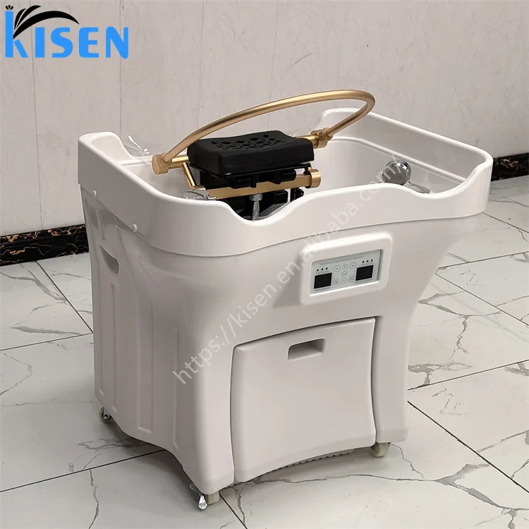 Kisen Wholesale Price Head Spa Acrylic Portable Head Shampoo Bowl Salon Equipment Head Therapy No Plumbing With Two Tanks