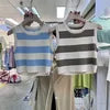 2024 Summer Women's Short Knitted Striped Ribbed Tank Top Breathable and Sustainable
