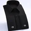 Fashion Mens French Cuff Dress Shirt New Long Sleeve Formal Business Buttons Shirts Regular Fit Cufflinks Wedding Tuxedo Shirt