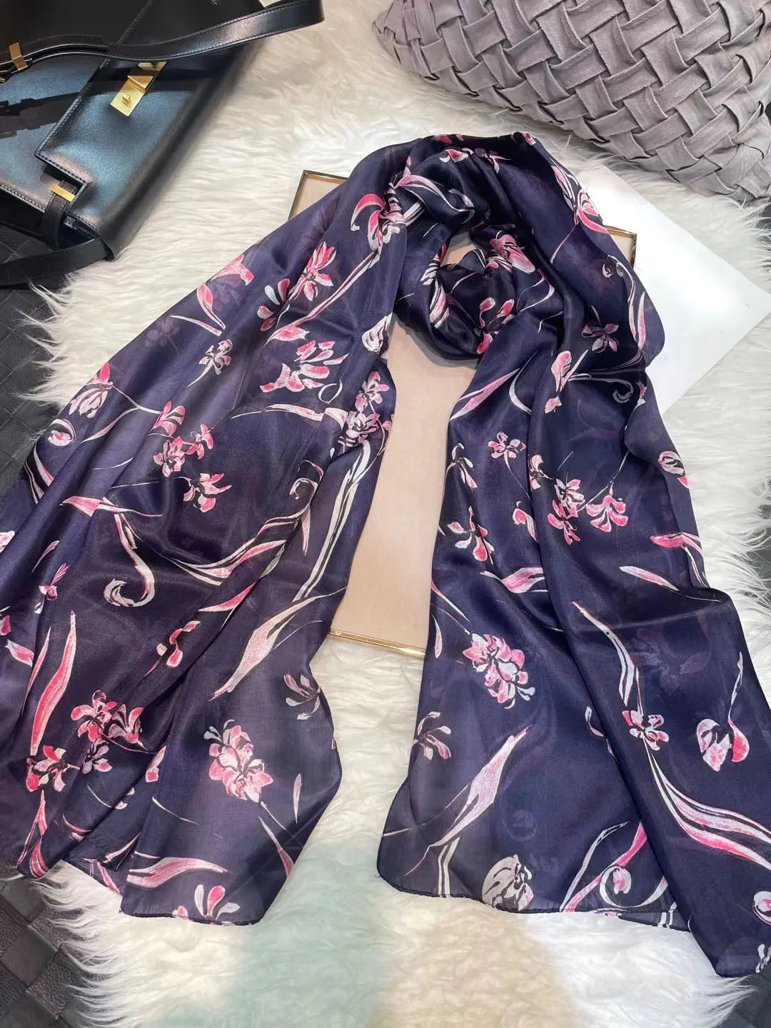 BYSIFA| Ultralarge Spring Fall 100% Mulberry Silk Scarf Beach Wrap Brand Female Long Scarves New Red Floral Silk Scarf Shawl