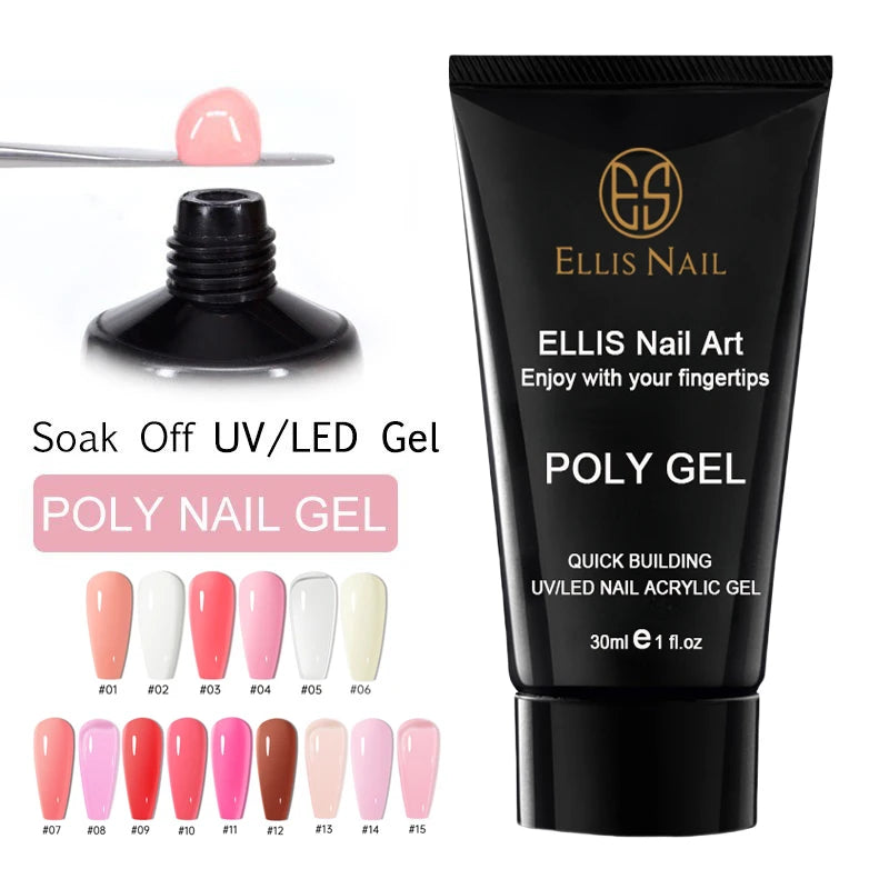 Poly Gel Nail Extension Set 15 Colors 30ml Volume Nude Pink Nail Hard Gel Builder
