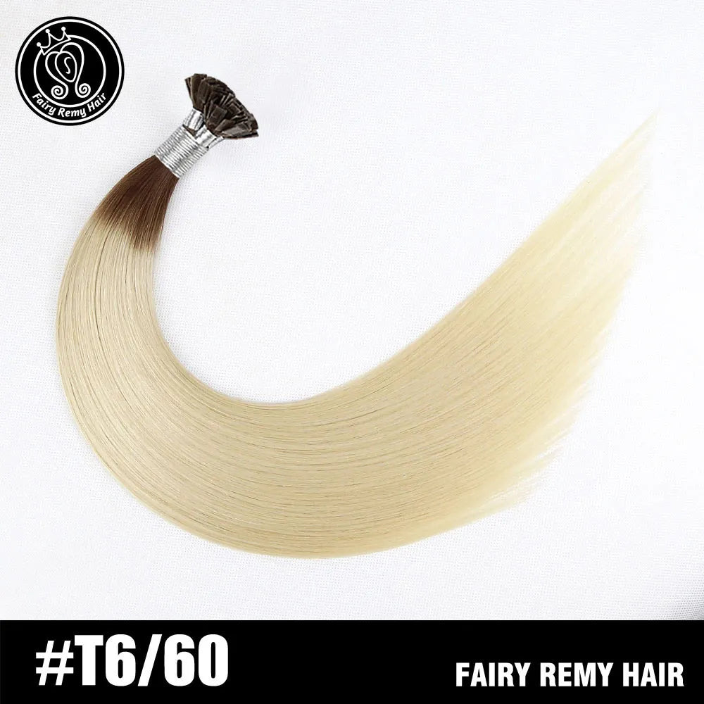Fairy Remy Hair 20-22" Remy Keratin Flat Tip Human Hair Extensions Straight Capsules Natural Pre Bonded Hair 0.8g/Strand