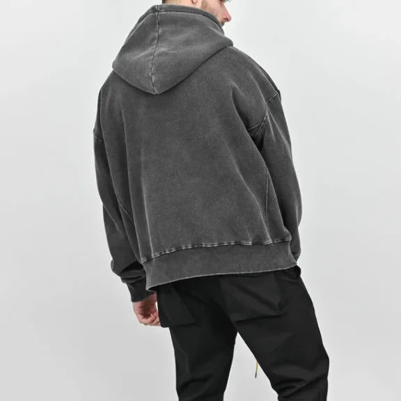 Heavyweight French Fleece Acid Washed Hoodie High Street Series Washing Old Sweater Stone Washed Vintage Hoodie Oversized