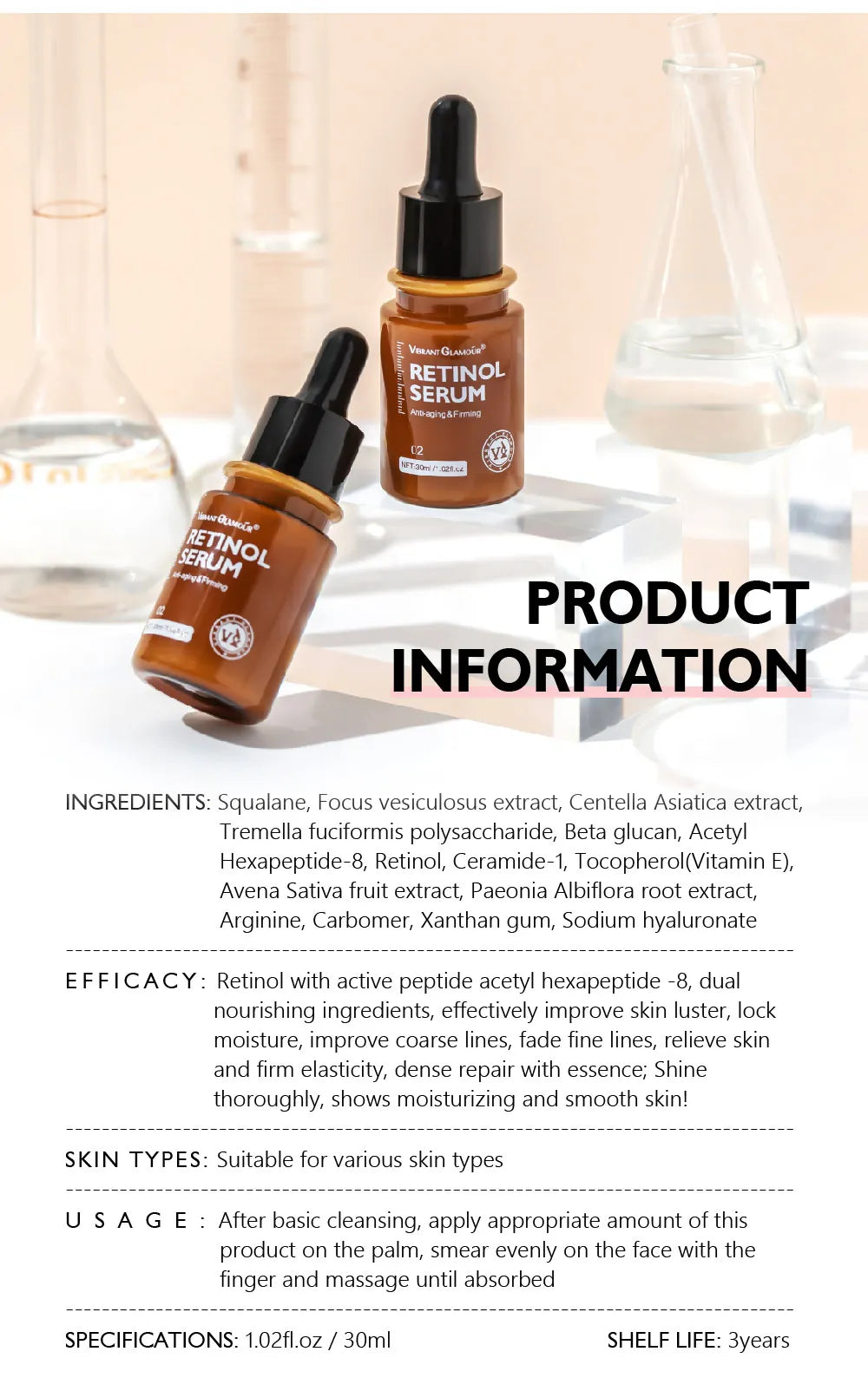 VIBRANT GLAMOUR Retinol  Face Serum Moisturizing 30ML