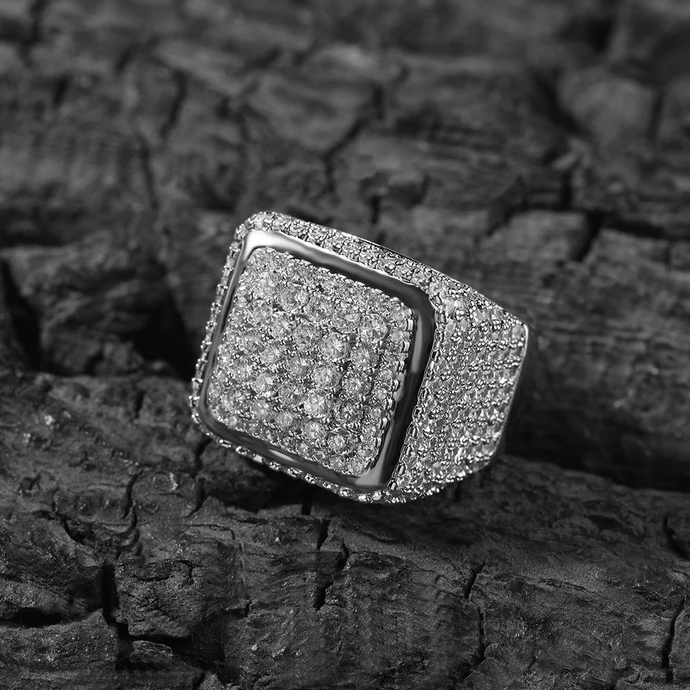 UWIN Square Shape Rings Round Diamond Bling Bling Women Men Rings Fashion Jewelry