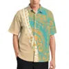 Hot Sale Summer Men Short Sleeve Shirt Tribal Print Plus Size Men Polynesian Shirts Island Casual Shirt