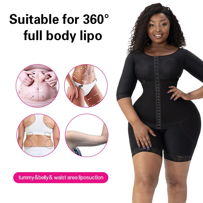 Wholesale Women Long Sleeves Full Body Bodysuit Arms Shaper Girdle Bra Bbl Compression Post Surgery Shapewear Colombianas Fajas