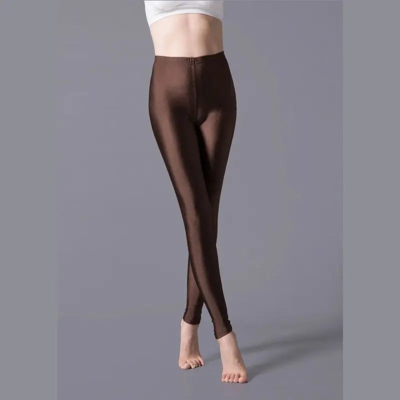 Women Shiny Pant Leggings Hot Selling Leggings Solid Color Fluorescent Spandex Elasticity Casual Trousers Shinny Legging