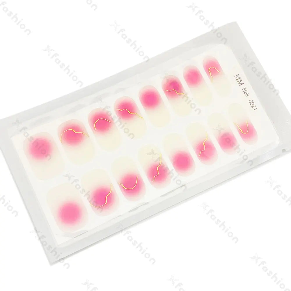 Hot Sale 16 Tips Solid Color Semi-Cured Gel Nail Stickers UV Light Durable Waterproof Long-Lasting Gel Nail Stickers Wholesale