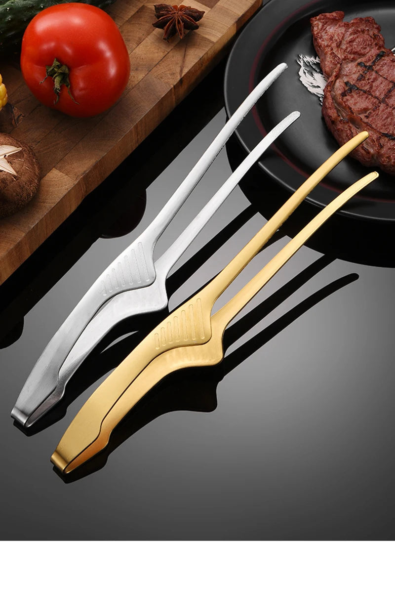 430 Stainless Steel Food Tongs Korean Barbecue Bbq Steak Clip Multi-purpose Food Clips Kitchen Gadgets Barbecue Accessories