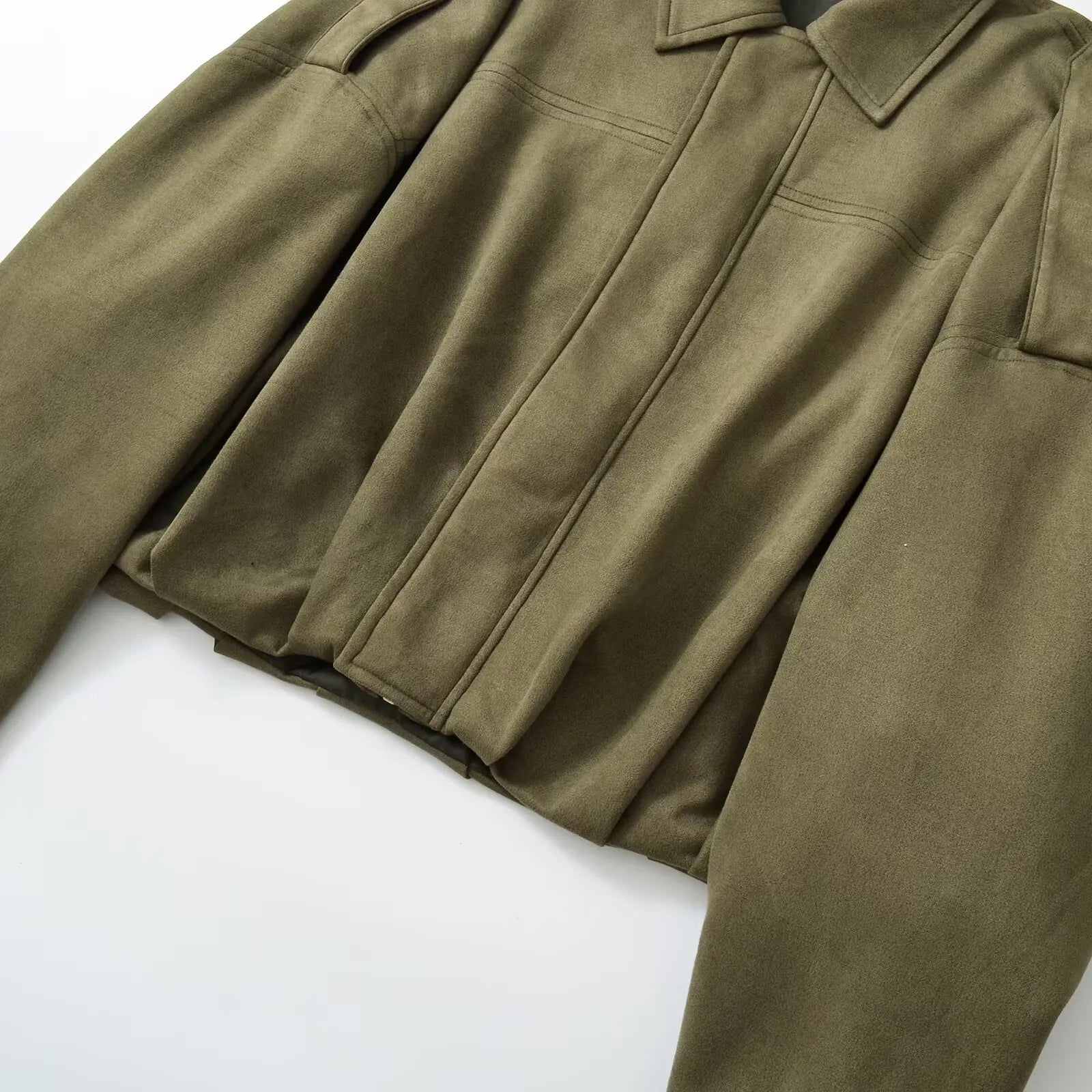 PB&ZA European and American cross-border women's clothing wholesale, women's suede textured lapel bomber jacket