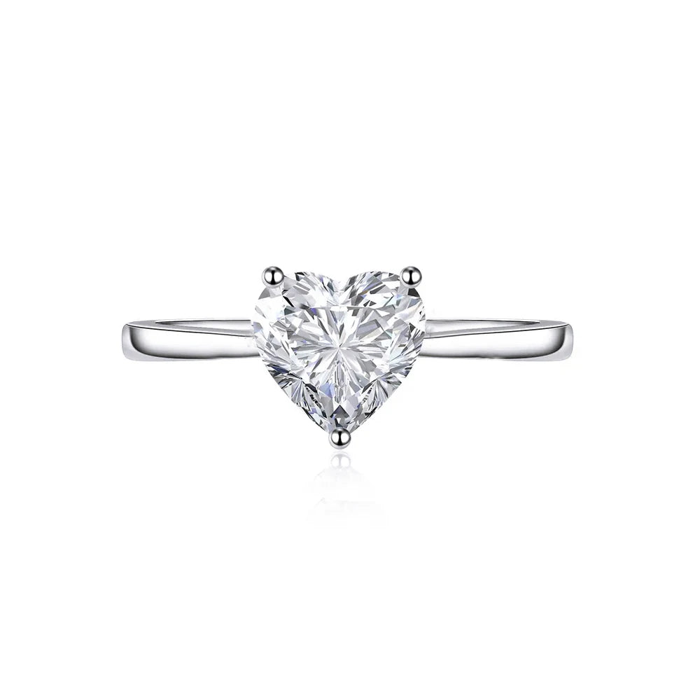 Beautiful Fashion Women Jewelry 925 Sterling Silver Single Stone Women Heart Shape Rings for Lady Valentine's Birthday Gifts