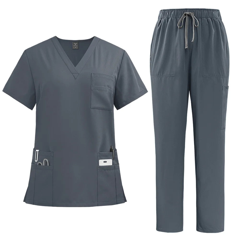 Salon Work Clothes Jersey Breathable Hospital Uniforms Nurse Beauty Dental Custom LOGO Uniform Medical Scrubs Sets for Men Women