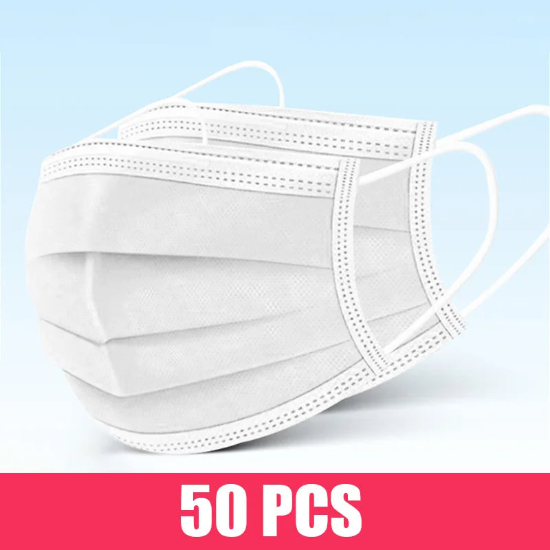 10/50/100/200PCS Disposable Mask Earloop Pink Bule Black White Mouth Masks 3 Layers Meltblown Non-Woven Breathable Face Mask