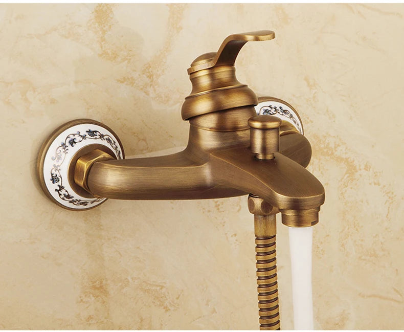 MOLI Wall mounted antique brass bronze brushed bathtub faucet with hand shower bathroom shower faucets torneiras 8306
