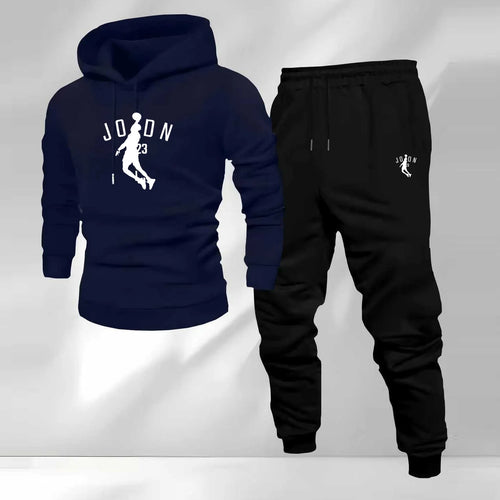 2025 Autumn/Winter Men's Sporty Hoodie Warm Casual Set Customizable Logo Printed Hip Hop Style Knitted Weaving for Sports Brand