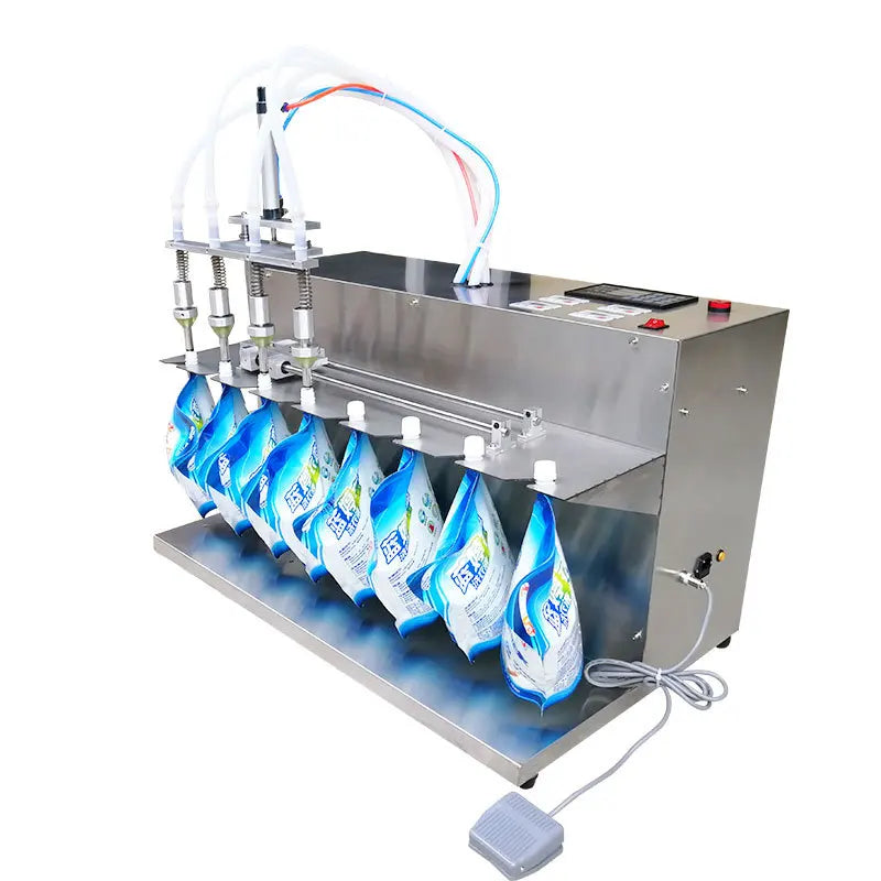 Two Head Overflow Liquid Filling Machine Semi Automatic Equipment 17 Liters Per Minutes Per Nozzle Double-spout Filling Machine
