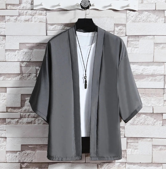 Liu Ming Custom Logo Printed 2024 Trending Summer Men Clothing Solid Color Couple Loose Cloak Shirts