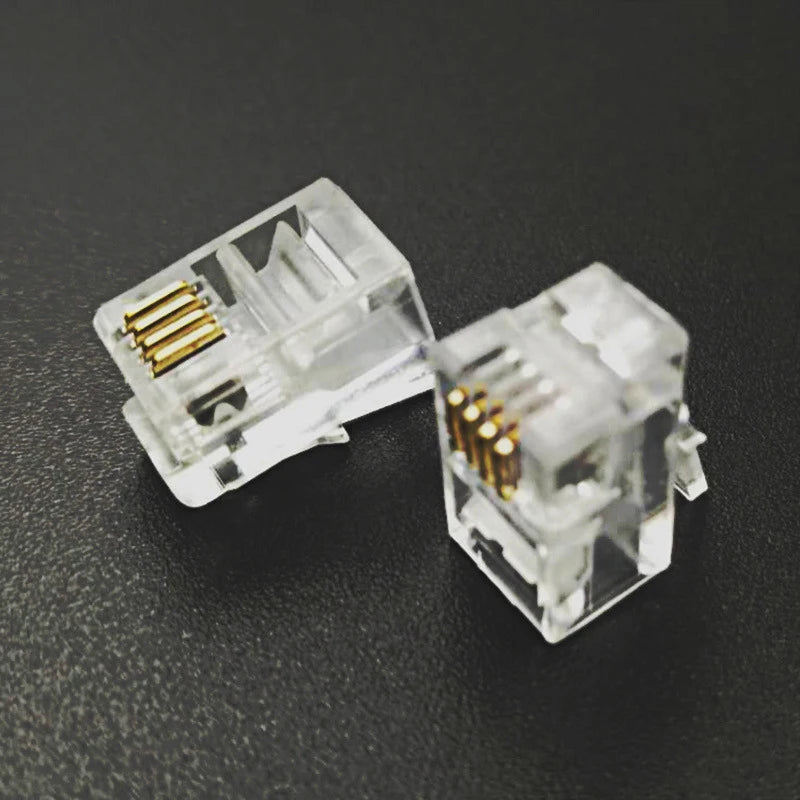4P4C RJ9 Telephone Handset Connector 4-Core Audio Connector 4-wire Plug Gold-Plated Copper Chip Crystal Heads 50pcs 100pcs