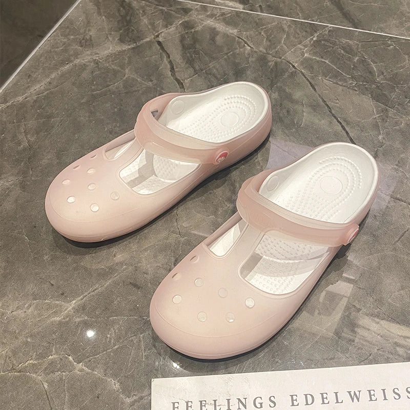 New Summer Jelly Sandals Women Outdoor Casual Slip On Garden Beach Shoes Female Rubber Clogs Non-slip Slides Breathable Slippers